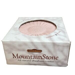 Mountain Woods 4 Pack Rose Sunflower Natural Absorbent Stone Coasters - 4.25"